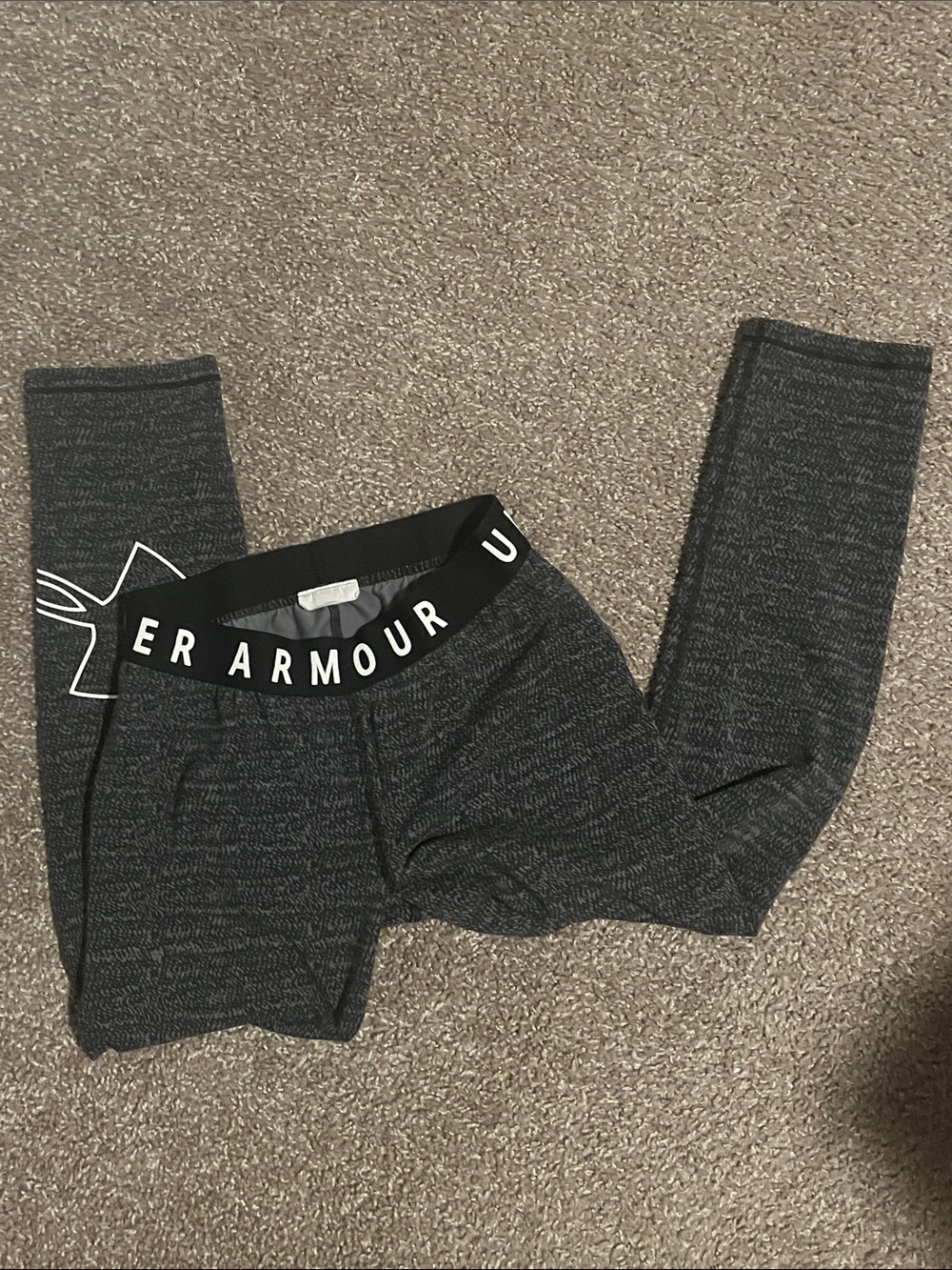 Under Armour Kids Black Heather Compression Leggings